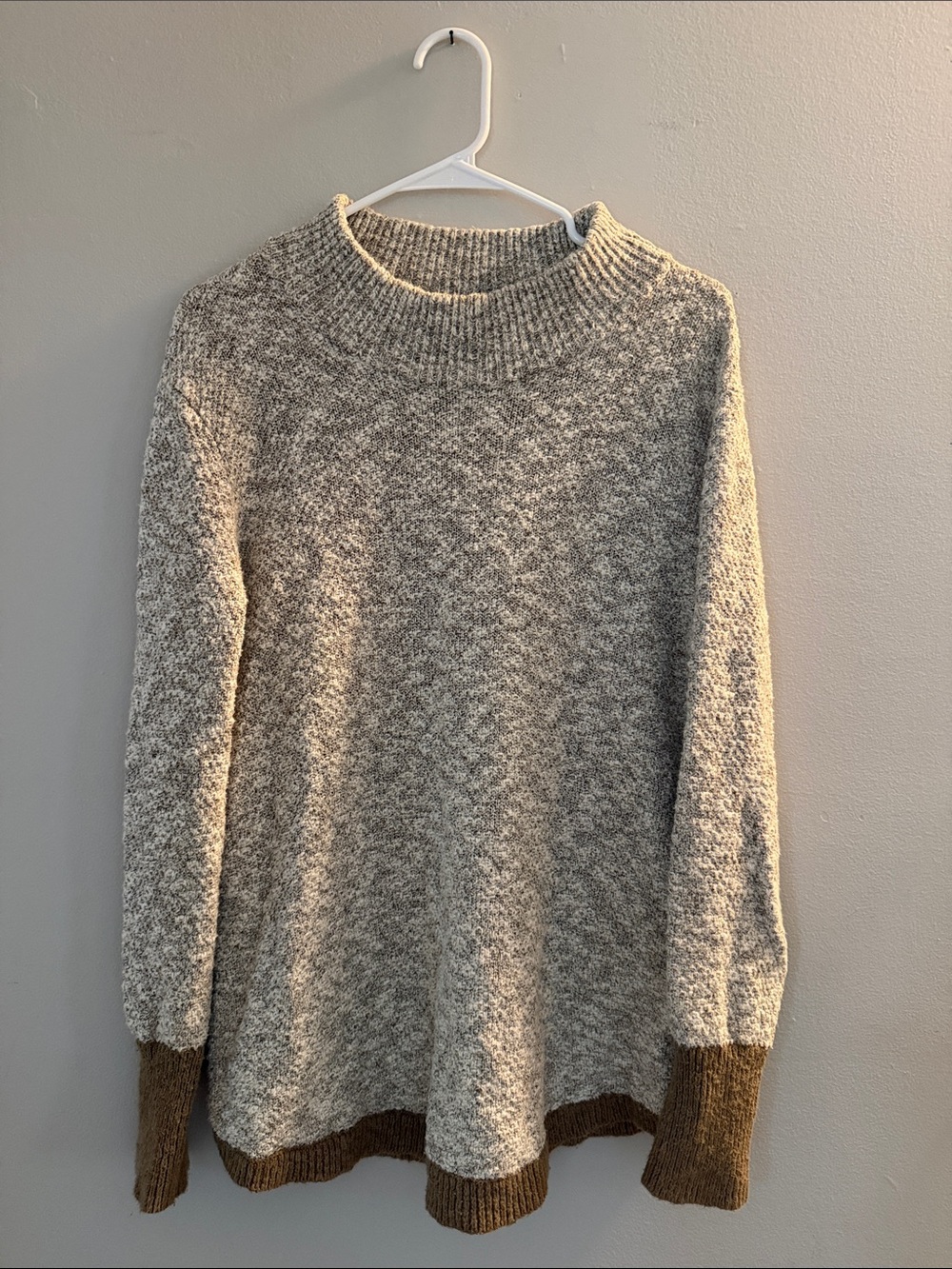 L.L. Bean Two-Tone Textured Crewneck Sweater in Gray and Brown